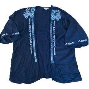 American Eagle Outfitters Embroidered Kimono Jacket Boho Blue Women's S
